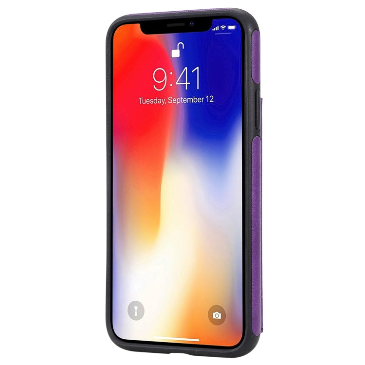 For iPhone XS / X Cat Tree Embossing Pattern Shockproof Protective Case with Card Slots & Photo Frame & Holder(Purple) - More iPhone Cases by PMC TechLife | Online Shopping South Africa | PMC TechLife