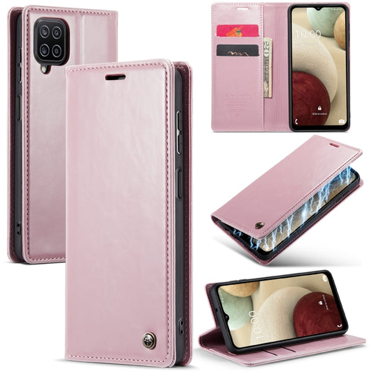 For Samsung Galaxy A12 CaseMe 003 Crazy Horse Texture Leather Phone Case(Rose Gold) - Galaxy Phone Cases by CaseMe | Online Shopping South Africa | PMC Jewellery | Buy Now Pay Later Mobicred