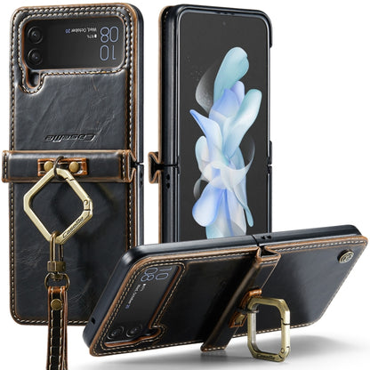 For Samsung Galaxy Z Flip4 CaseMe 003 Crazy Horse Texture Leather Phone Case with Lanyard(Coffee) - Galaxy Z Flip4 5G Cases by CaseMe | Online Shopping South Africa | PMC Jewellery | Buy Now Pay Later Mobicred