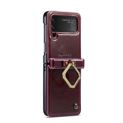 For Samsung Galaxy Z Flip4 CaseMe 003 Crazy Horse Texture Leather Phone Case with Lanyard(Wine Red) - Galaxy Z Flip4 5G Cases by CaseMe | Online Shopping South Africa | PMC Jewellery | Buy Now Pay Later Mobicred