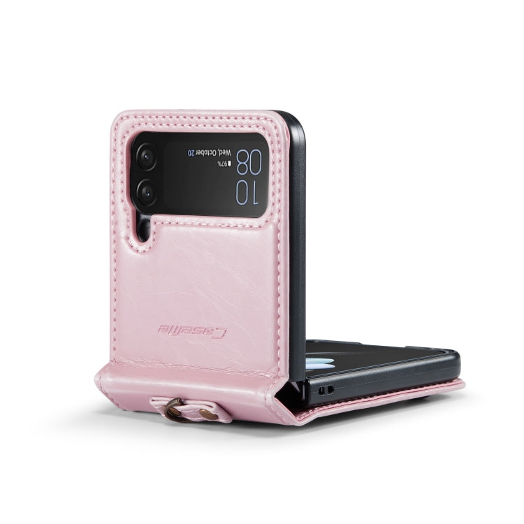 For Samsung Galaxy Z Flip4 CaseMe 003 Crazy Horse Texture Leather Phone Case with Lanyard(Rose Gold) - Galaxy Z Flip4 5G Cases by CaseMe | Online Shopping South Africa | PMC Jewellery | Buy Now Pay Later Mobicred