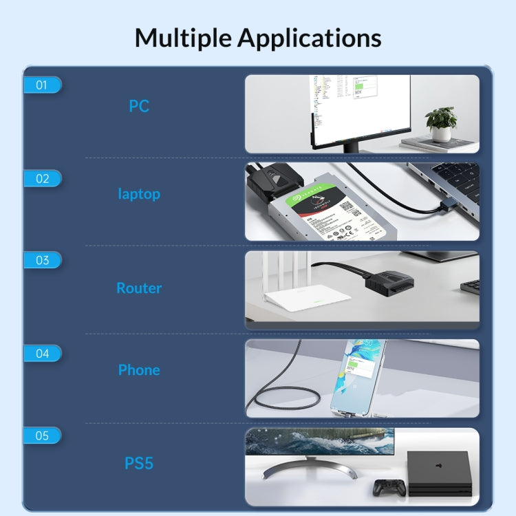 ORICO UTS2 USB 3.0 2.5-inch SATA HDD Adapter with 12V 2A Power Adapter, Cable Length:0.5m(UK Plug) - USB to IDE / SATA by ORICO | Online Shopping South Africa | PMC Jewellery | Buy Now Pay Later Mobicred