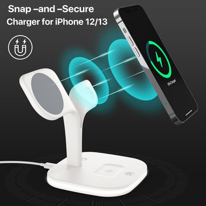 YM-UD22 15W 5 in 1 Magnetic Wireless Charger with Stand Function(White) - Wireless Charger by PMC Jewellery | Online Shopping South Africa | PMC Jewellery | Buy Now Pay Later Mobicred