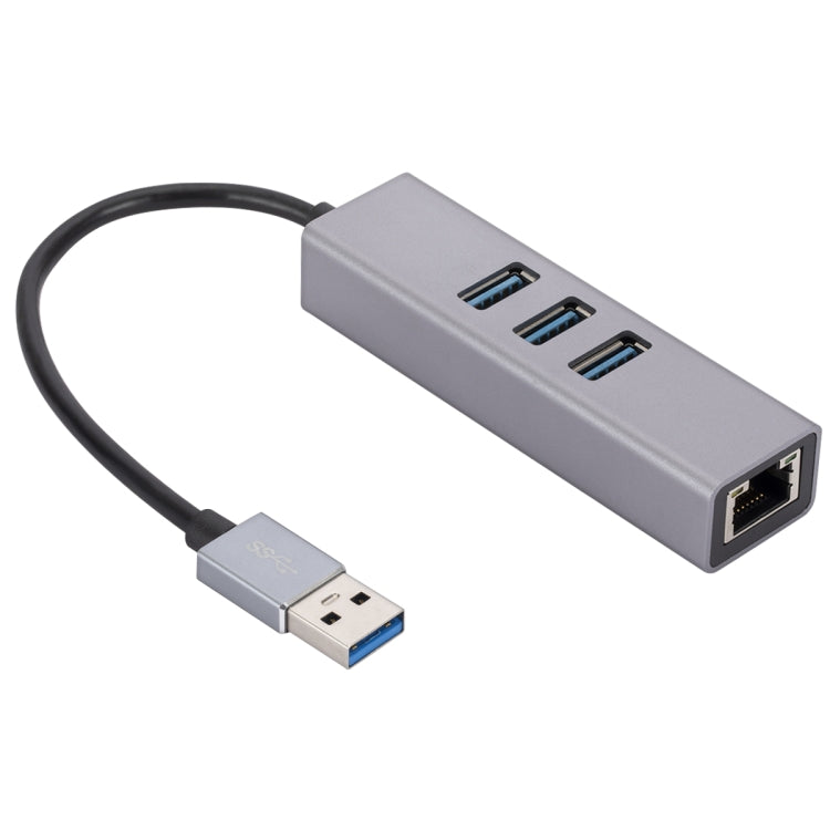 SL-030 USB to Gigabit Ethernet RJ45 & 3 x USB 3.0 Adapter Converter HUB(Grey) - USB HUB by PMC Jewellery | Online Shopping South Africa | PMC Jewellery