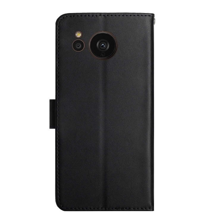 For Sharp Aquos Sense7 SH-V48 Genuine Leather Fingerprint-proof Flip Phone Case(Black) - More Brand by PMC TechLife | Online Shopping South Africa | PMC TechLife | Buy Now Pay Later Mobicred