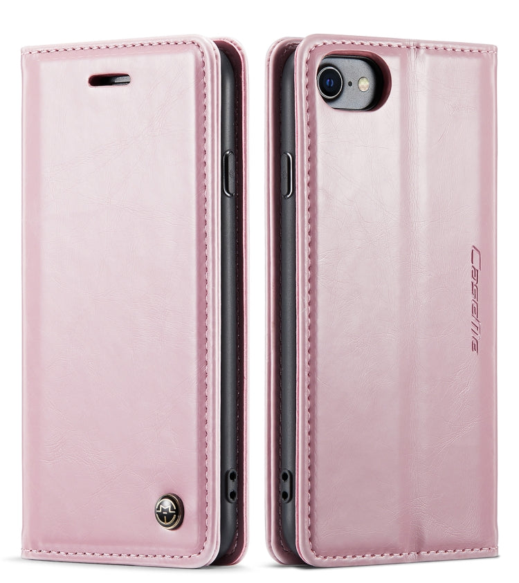 For iPhone SE 2022 / SE 2020 / 7 / 8 CaseMe 003 Crazy Horse Texture Leather Phone Case(Pink) - iPhone SE 2022 / 2020 / 8 / 7 Cases by CaseMe | Online Shopping South Africa | PMC Jewellery | Buy Now Pay Later Mobicred