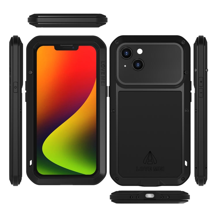 For iPhone 14 LOVE MEI Metal Shockproof Life Waterproof Dustproof Phone Case(Black) - free shipping - PMC TechLife - Order now!
