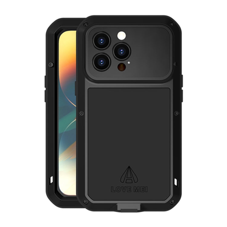 For iPhone 14 Pro LOVE MEI Metal Shockproof Life Waterproof Dustproof Phone Case(Black) - iPhone 14 Pro Cases by LOVE MEI | Online Shopping South Africa | PMC Jewellery | Buy Now Pay Later Mobicred