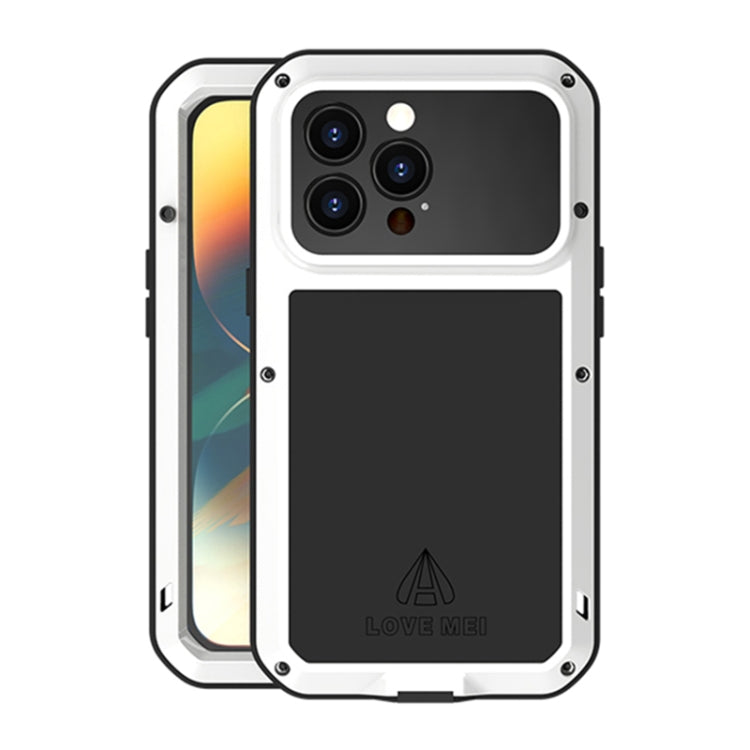 For iPhone 14 Pro LOVE MEI Metal Shockproof Life Waterproof Dustproof Phone Case(White) - iPhone 14 Pro Cases by LOVE MEI | Online Shopping South Africa | PMC Jewellery | Buy Now Pay Later Mobicred