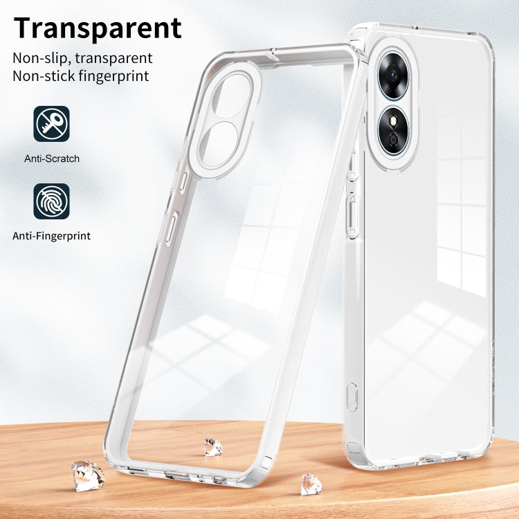 For OPPO A17 4G 3 in 1 Clear TPU Color PC Frame Phone Case(White) - OPPO Cases by PMC Jewellery | Online Shopping South Africa | PMC Jewellery | Buy Now Pay Later Mobicred