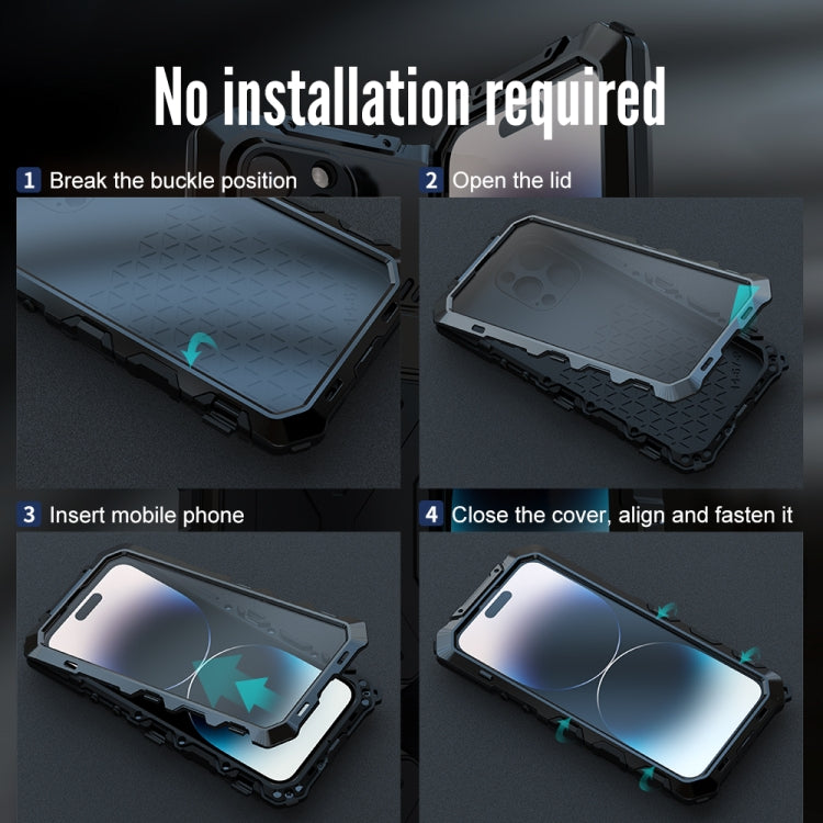 For iPhone 14 Plus R-JUST Life Waterproof Dustproof Shockproof Phone Case(Black) - iPhone 14 Plus Cases by R-JUST | Online Shopping South Africa | PMC TechLife | Buy Now Pay Later Mobicred