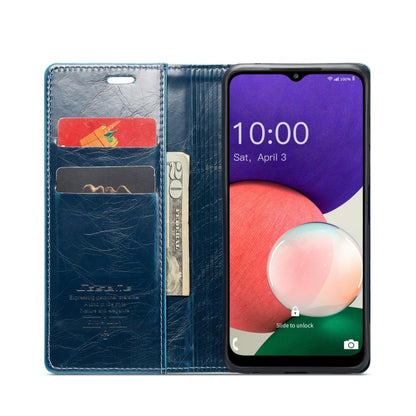 For Samsung Galaxy A22 5G / F42 5G CaseMe 003 Crazy Horse Texture Leather Phone Case(Blue) - Galaxy Phone Cases by CaseMe | Online Shopping South Africa | PMC Jewellery | Buy Now Pay Later Mobicred