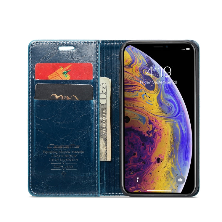 For iPhone XS CaseMe 003 Crazy Horse Texture Leather Phone Case(Blue) - More iPhone Cases by CaseMe | Online Shopping South Africa | PMC Jewellery | Buy Now Pay Later Mobicred