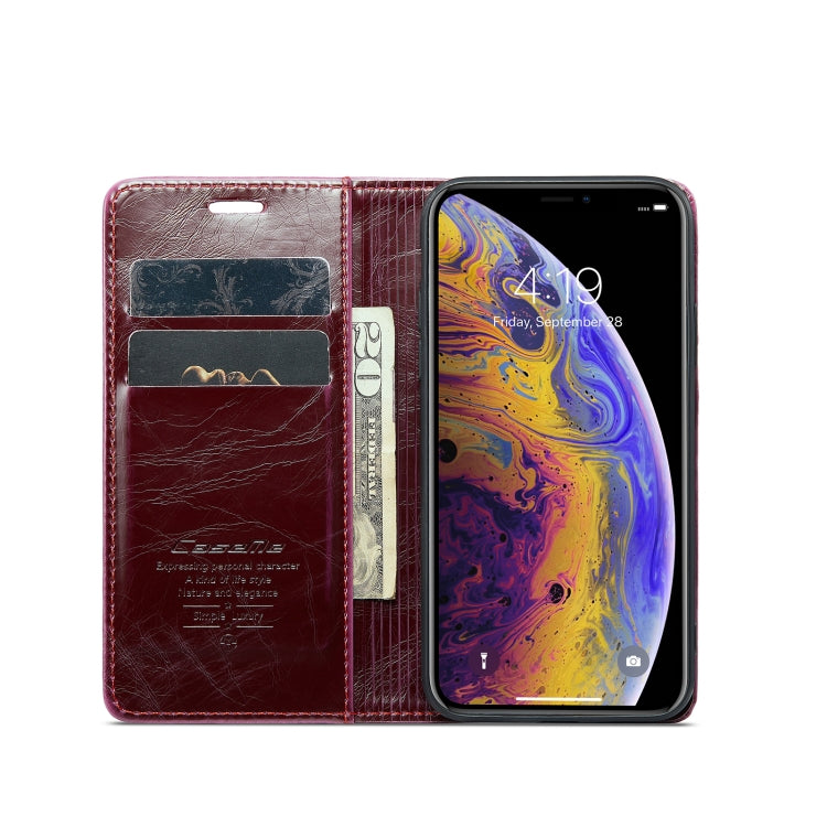 For iPhone XS CaseMe 003 Crazy Horse Texture Leather Phone Case(Wine Red) - More iPhone Cases by CaseMe | Online Shopping South Africa | PMC Jewellery | Buy Now Pay Later Mobicred