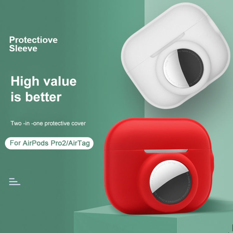 For AirPods Pro 2 / AirTag 2 in 1 Shockproof Full Coverage Silicone Protective Case(Black) - For AirPods Pro 2 by PMC TechLife | Online Shopping South Africa | PMC TechLife
