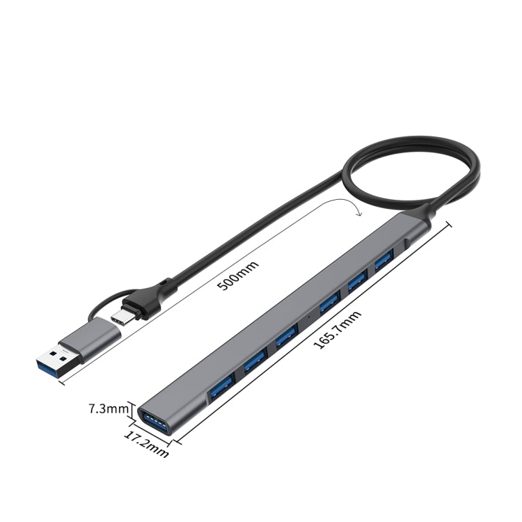 Onten OT-UCA9702 2 in 1 7-port Portable Multifunctional HUB Docking Station - free shipping - PMC Jewellery - Order now!