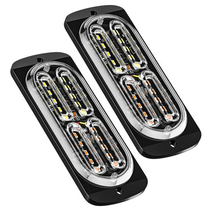 2pcs DC12-24V 3.2W Car 20LED Ultra-thin Strobe Light(White + Yellow Light) - Warning Lights by PMC Jewellery | Online Shopping South Africa | PMC Jewellery | Buy Now Pay Later Mobicred