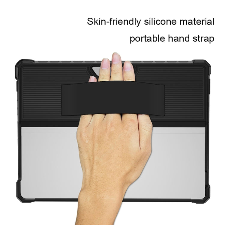For Microsoft Surface Pro 8 Striped Hollow Tablet Case with Shoulder Strap(Black) - Others by PMC TechLife | Online Shopping South Africa | PMC TechLife | Buy Now Pay Later Mobicred