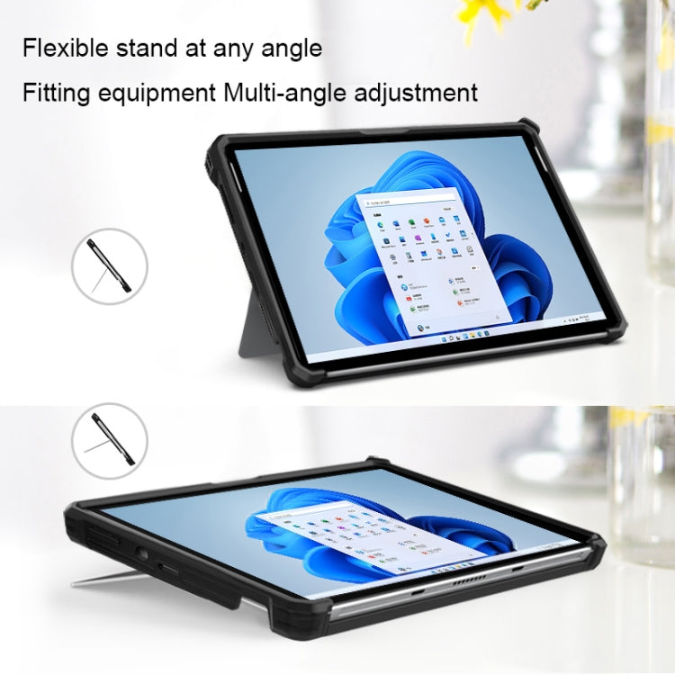 For Microsoft Surface Pro 8 Striped Hollow Tablet Case with Holder Cover and Shoulder Strap(Black) - Others by PMC TechLife | Online Shopping South Africa | PMC TechLife | Buy Now Pay Later Mobicred