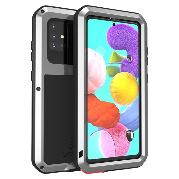For Galaxy A51 LOVE MEI Metal Shockproof Waterproof Dustproof Protective Case(Silver) - Galaxy Phone Cases by LOVE MEI | Online Shopping South Africa | PMC TechLife | Buy Now Pay Later Mobicred