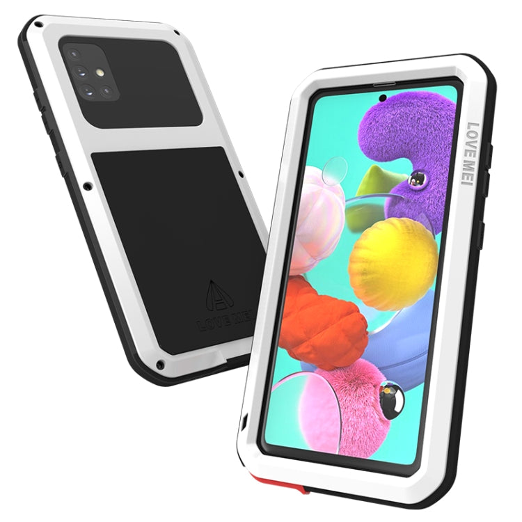 For Galaxy A51 LOVE MEI Metal Shockproof Waterproof Dustproof Protective Case(White) - Galaxy Phone Cases by LOVE MEI | Online Shopping South Africa | PMC Jewellery