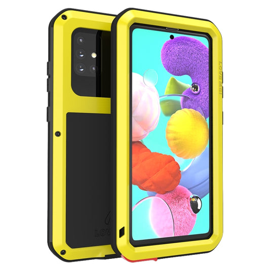 For Galaxy A51 LOVE MEI Metal Shockproof Waterproof Dustproof Protective Case(Yellow) - Galaxy Phone Cases by LOVE MEI | Online Shopping South Africa | PMC Jewellery | Buy Now Pay Later Mobicred