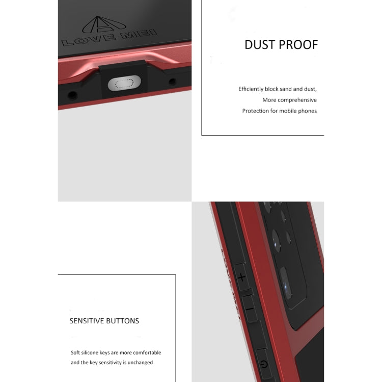 For Galaxy S20 Ultra LOVE MEI Metal Shockproof Waterproof Dustproof Protective Case(Black) - Galaxy Phone Cases by LOVE MEI | Online Shopping South Africa | PMC TechLife | Buy Now Pay Later Mobicred