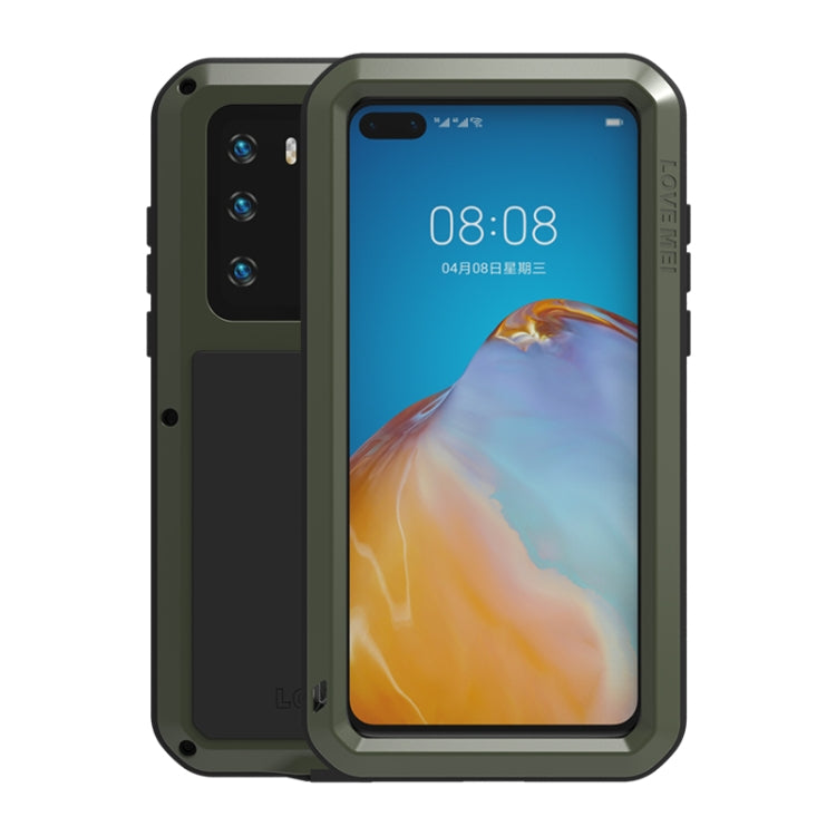 For Huawei P40 LOVE MEI Metal Shockproof Waterproof Dustproof Protective Case(Army Green) - Huawei Cases by LOVE MEI | Online Shopping South Africa | PMC Jewellery | Buy Now Pay Later Mobicred