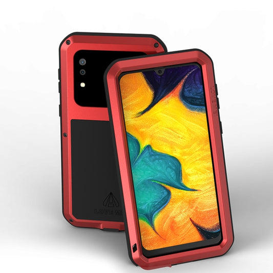 For Galaxy A30 LOVE MEI Metal Shockproof Waterproof Dustproof Protective Case(Red) - Galaxy Phone Cases by LOVE MEI | Online Shopping South Africa | PMC Jewellery | Buy Now Pay Later Mobicred