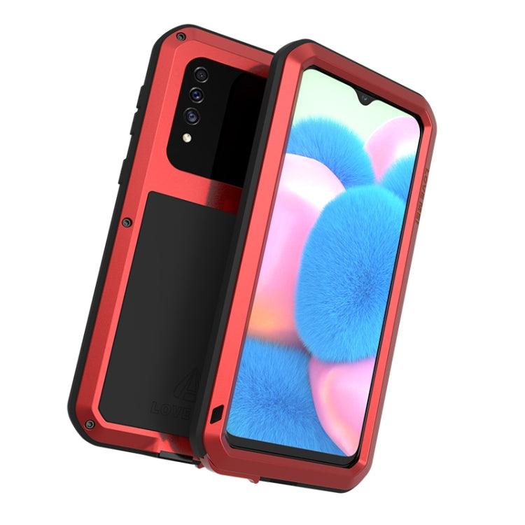 For Galaxy A30s LOVE MEI Metal Shockproof Waterproof Dustproof Protective Case(Red) - Galaxy Phone Cases by LOVE MEI | Online Shopping South Africa | PMC TechLife | Buy Now Pay Later Mobicred