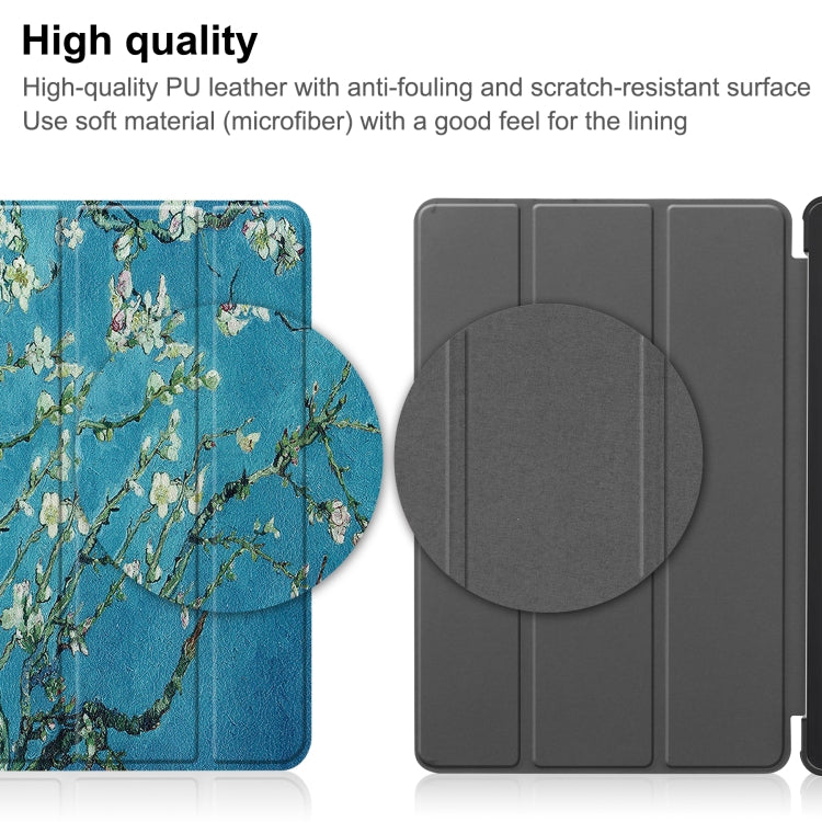 For Lenovo Tab P11 Gen 2 Custer Painted 3-Fold Holder Leather Smart Tablet Case(Apricot Blossom) - Lenovo by PMC TechLife | Online Shopping South Africa | PMC TechLife | Buy Now Pay Later Mobicred