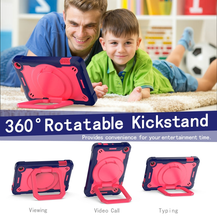 For Amazon Kindle Fire 7 2022 Silicone + PC Bracelet Holder Tablet Case(Navy Blue + Rose Red) - Amazon by PMC TechLife | Online Shopping South Africa | PMC TechLife | Buy Now Pay Later Mobicred