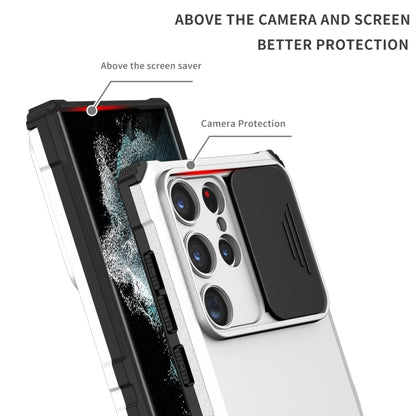 For Samsung Galaxy S23 Ultra 5G Stereoscopic Holder Sliding Camshield Phone Case(White) - Galaxy S23 Ultra 5G Cases by PMC Jewellery | Online Shopping South Africa | PMC Jewellery | Buy Now Pay Later Mobicred