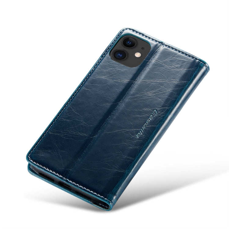 For iPhone 11 CaseMe 003 Crazy Horse Texture Leather Phone Case(Blue) - iPhone 11 Cases by CaseMe | Online Shopping South Africa | PMC Jewellery | Buy Now Pay Later Mobicred