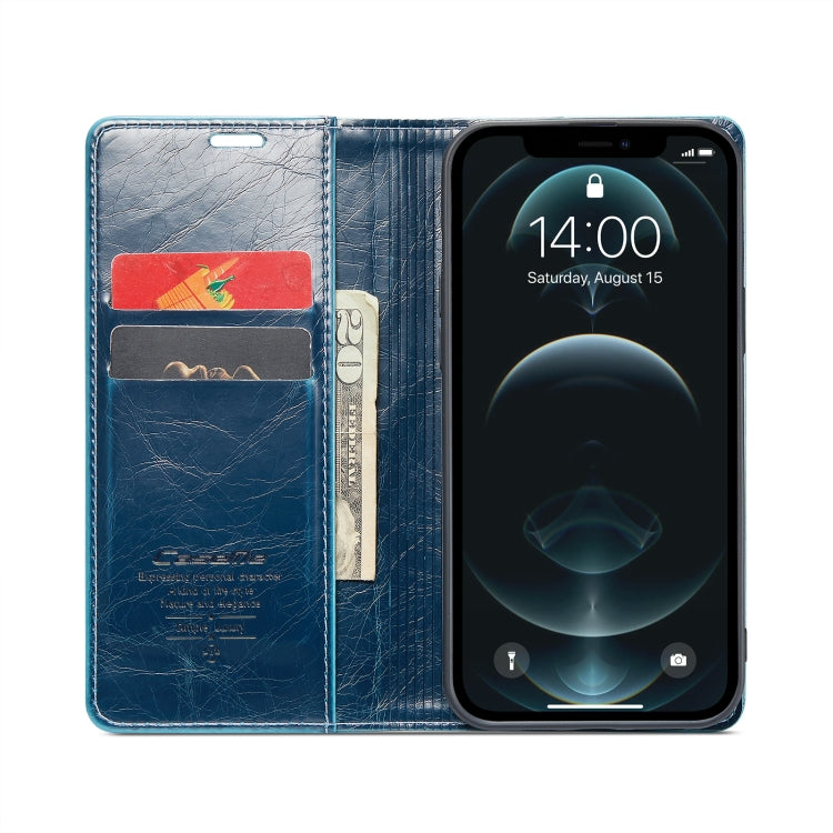 For iPhone 12 CaseMe 003 Crazy Horse Texture Leather Phone Case(Blue) - iPhone 12 / 12 Pro Cases by CaseMe | Online Shopping South Africa | PMC Jewellery | Buy Now Pay Later Mobicred