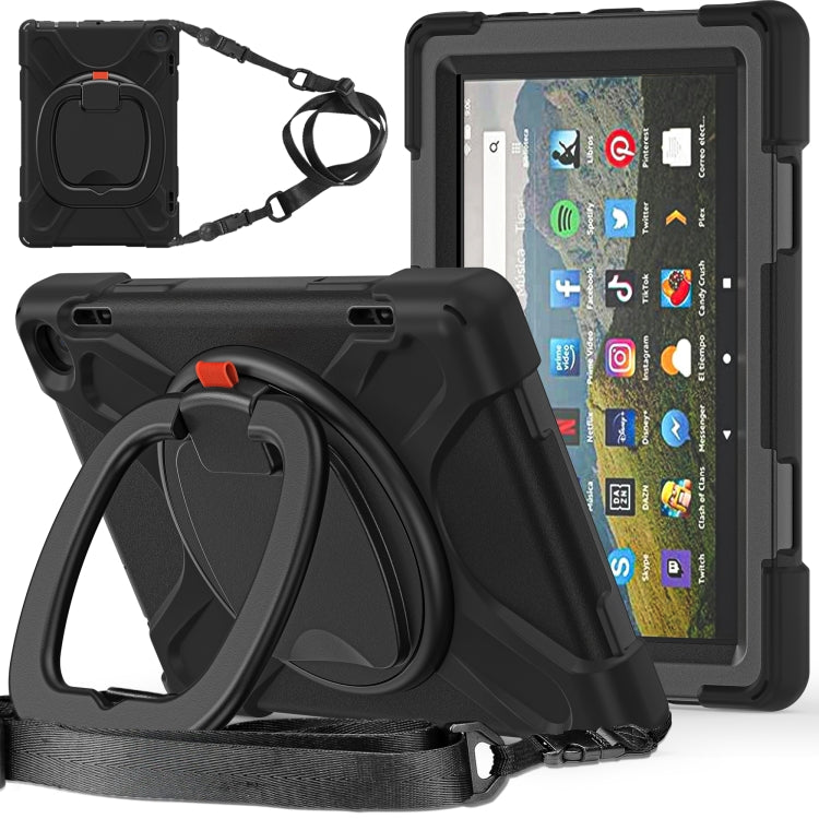 For Amazon Fire HD 8 2022 Silicone + PC Protective Tablet Case with Holder & Shoulder Strap(Black) - Amazon by PMC TechLife | Online Shopping South Africa | PMC TechLife | Buy Now Pay Later Mobicred