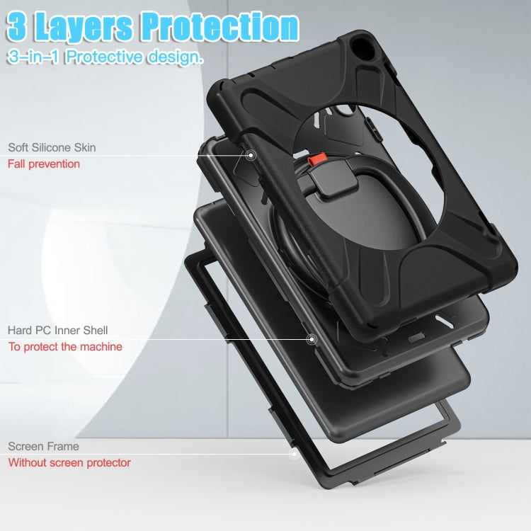 For Amazon Fire HD 8 2022 Silicone + PC Protective Tablet Case with Holder & Shoulder Strap(Black) - Amazon by PMC TechLife | Online Shopping South Africa | PMC TechLife | Buy Now Pay Later Mobicred