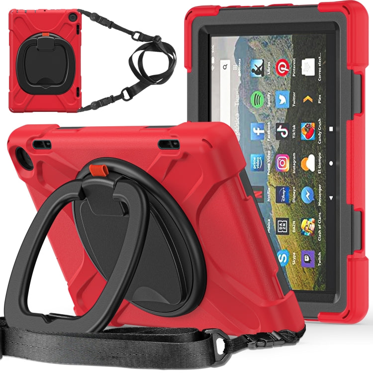 For Amazon Fire HD 8 2022 Silicone + PC Protective Tablet Case with Holder & Shoulder Strap(Red) - Amazon by PMC TechLife | Online Shopping South Africa | PMC TechLife | Buy Now Pay Later Mobicred