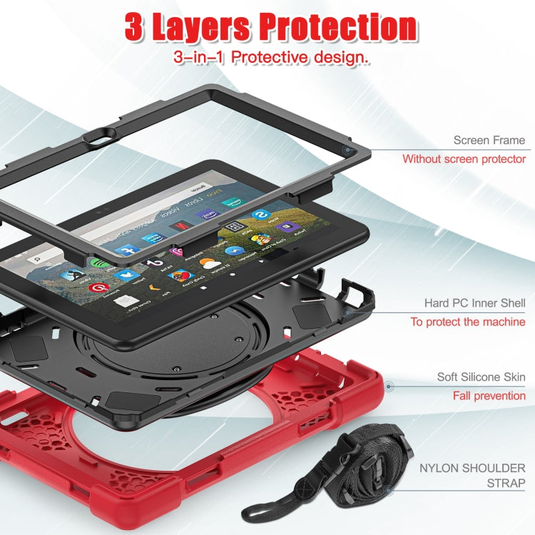 For Amazon Fire HD 8 2022 Silicone + PC Protective Tablet Case with Holder & Shoulder Strap(Red) - Amazon by PMC TechLife | Online Shopping South Africa | PMC TechLife | Buy Now Pay Later Mobicred