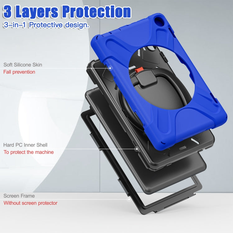 For Amazon Fire HD 8 2022 Silicone + PC Protective Tablet Case with Holder & Shoulder Strap(Blue) - Amazon by PMC TechLife | Online Shopping South Africa | PMC TechLife | Buy Now Pay Later Mobicred