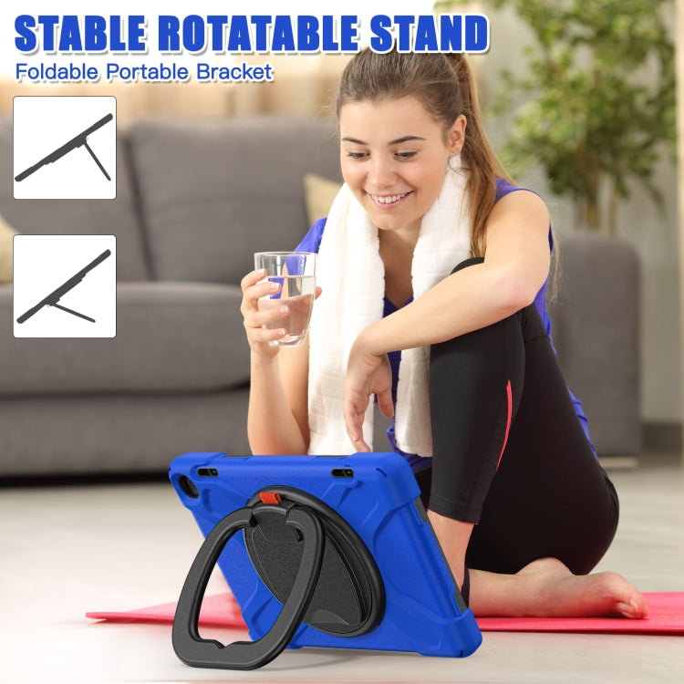 For Amazon Fire HD 8 2022 Silicone + PC Protective Tablet Case with Holder & Shoulder Strap(Blue) - Amazon by PMC TechLife | Online Shopping South Africa | PMC TechLife | Buy Now Pay Later Mobicred