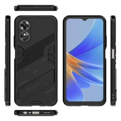 For OPPO A17 4G Global Punk Armor 2 in 1 PC + TPU Shockproof Phone Case with Holder(Black) - OPPO Cases by PMC Jewellery | Online Shopping South Africa | PMC Jewellery | Buy Now Pay Later Mobicred