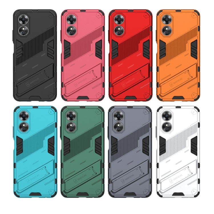 For OPPO A17 4G Global Punk Armor 2 in 1 PC + TPU Shockproof Phone Case with Holder(Black) - OPPO Cases by PMC TechLife | Online Shopping South Africa | PMC TechLife | Buy Now Pay Later Mobicred