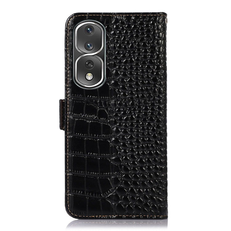 For Honor 80 Pro Crocodile Top Layer Cowhide Leather Phone Case(Black) - Honor Cases by PMC TechLife | Online Shopping South Africa | PMC TechLife | Buy Now Pay Later Mobicred