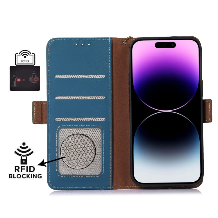 For Nokia C31 Genuine Leather Magnetic RFID Leather Phone Case(Blue) - Nokia Cases by PMC TechLife | Online Shopping South Africa | PMC TechLife | Buy Now Pay Later Mobicred