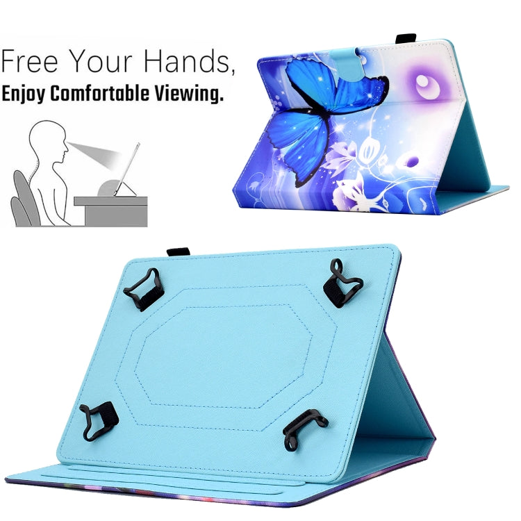 For 10 inch Tablet Electric Pressed TPU Leather Tablet Case(Blue Butterfly) - 10 - 11 inch by PMC TechLife | Online Shopping South Africa | PMC TechLife | Buy Now Pay Later Mobicred