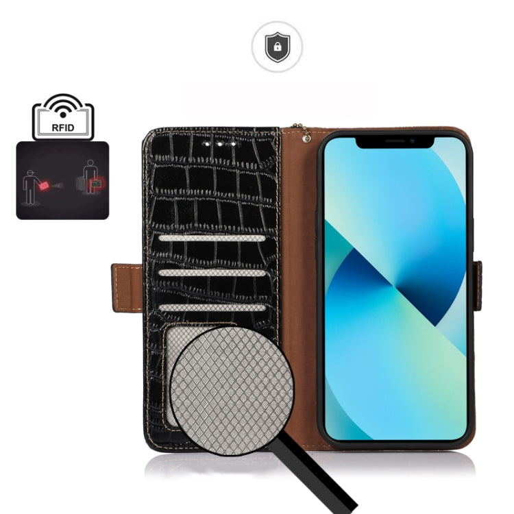 For Honor 80 SE Crocodile Top Layer Cowhide Leather Phone Case(Black) - Honor Cases by PMC TechLife | Online Shopping South Africa | PMC TechLife | Buy Now Pay Later Mobicred