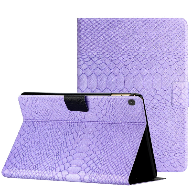 For Lenovo Tab M10 Solid Color Crocodile Texture Leather Smart Tablet Case(Purple) - Lenovo by PMC TechLife | Online Shopping South Africa | PMC TechLife | Buy Now Pay Later Mobicred