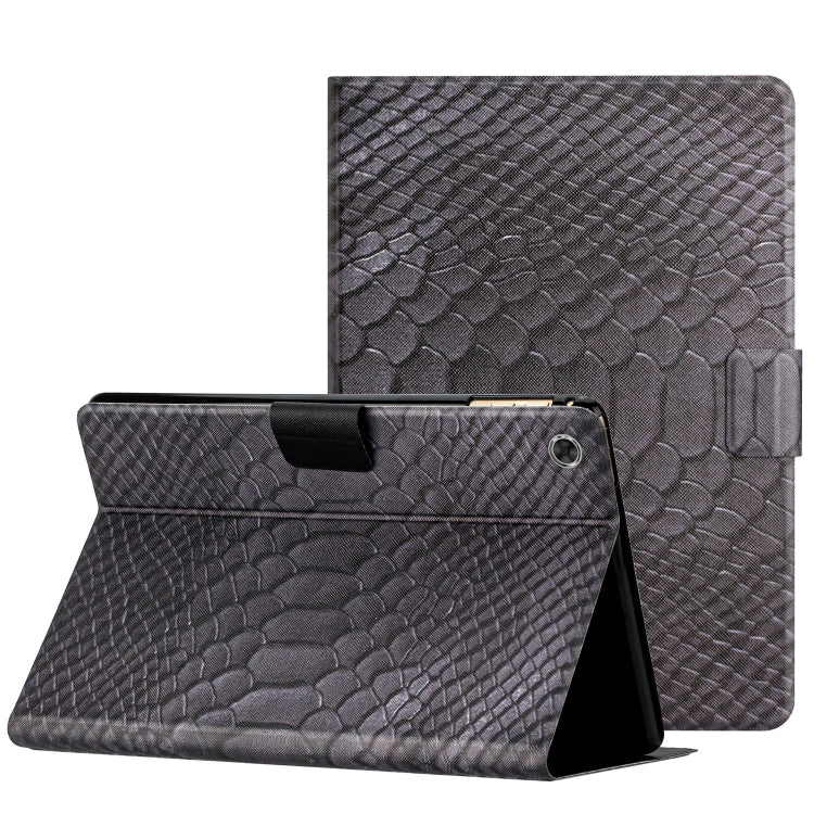 For Lenovo Tab M10 3rd Gen Solid Color Crocodile Texture Leather Smart Tablet Case(Black) - Lenovo by PMC TechLife | Online Shopping South Africa | PMC TechLife | Buy Now Pay Later Mobicred