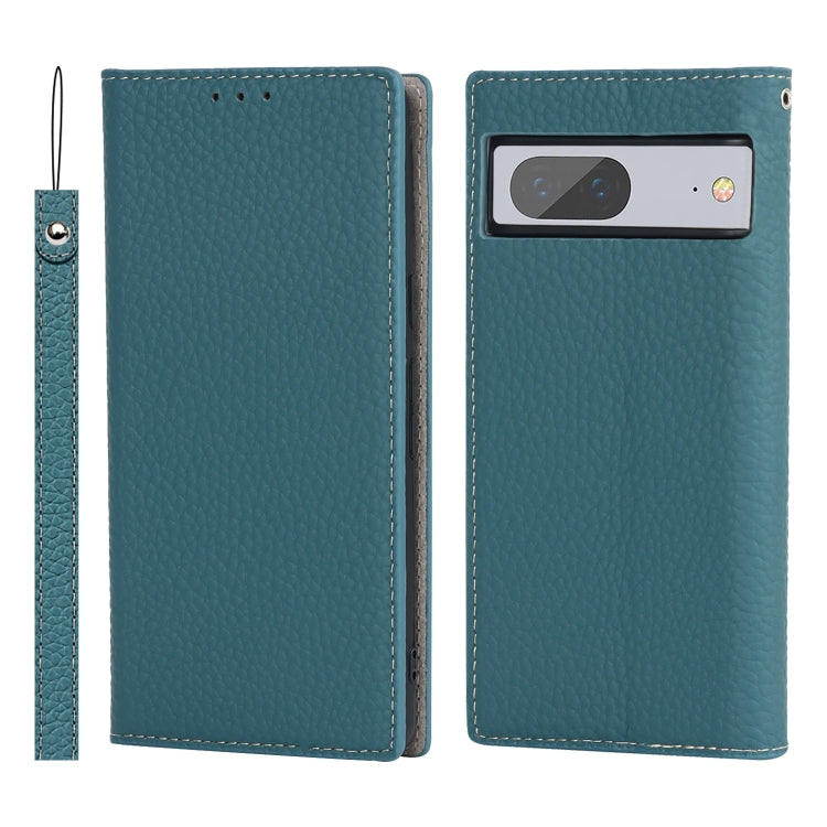 For Google Pixel 7 5G Litchi Texture Genuine Leather Phone Case(Sky Blue) - Google Cases by PMC TechLife | Online Shopping South Africa | PMC TechLife | Buy Now Pay Later Mobicred
